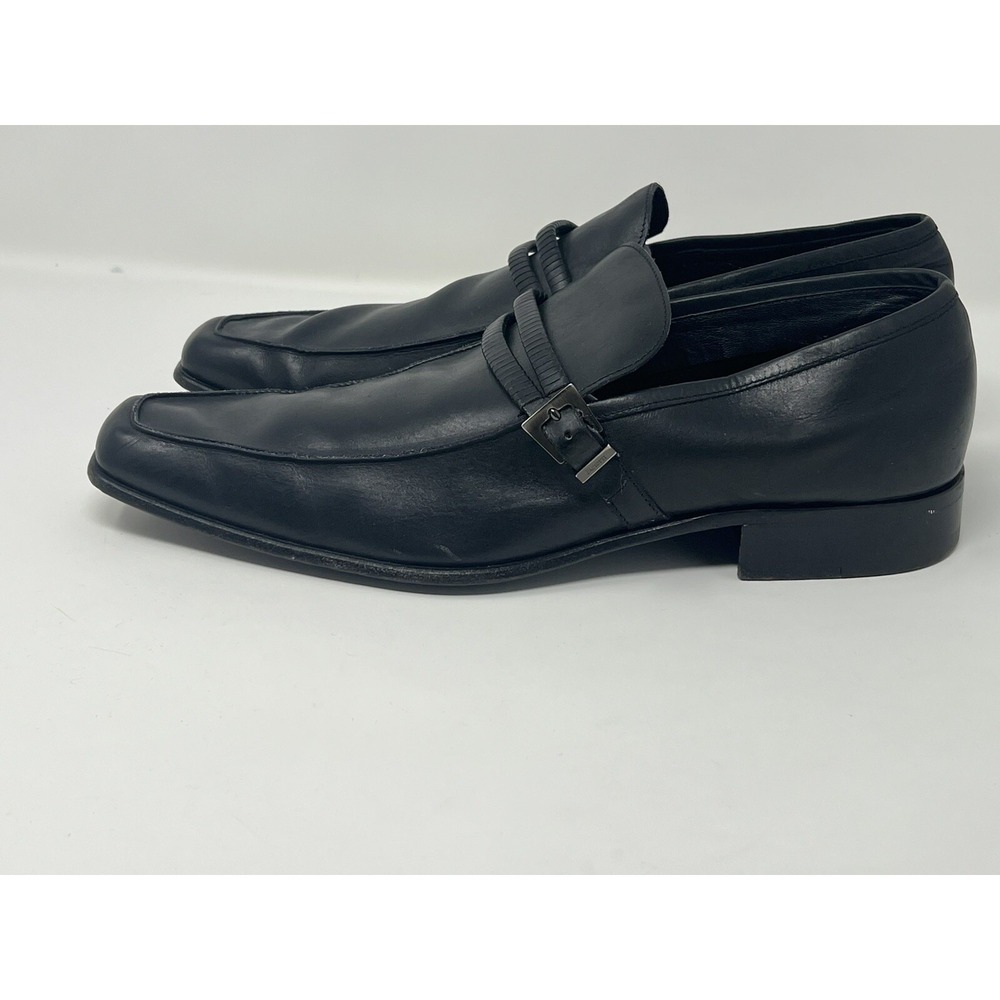 Cesare Paciotti Mens Black Leather Square Toe Loafers Buckle Strap Shoes 8.5 - Picture 5 of 16